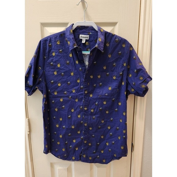 Abound Other - Graphic Short Sleeve Poplin Shirt In Blue Naval Coconut Drink men's large
